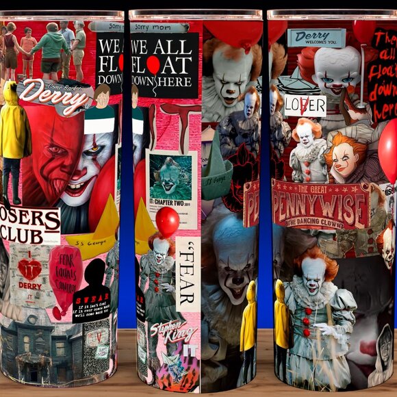 Pennywise the Clown IT Horror Movie Collage Cup Mug Tumbler 20oz - Picture 1 of 4